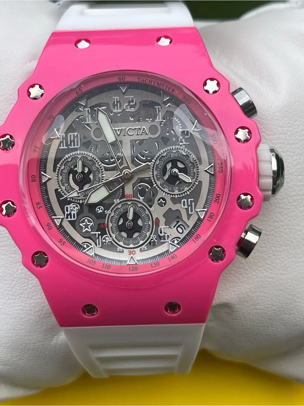 Invicta Racing Apexium Unisex Watch - 41mm, Pink & White (69624) new